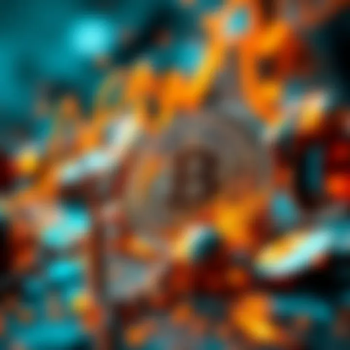 An artistic representation of Bitcoin's influence with abstract elements symbolizing growth and transition.