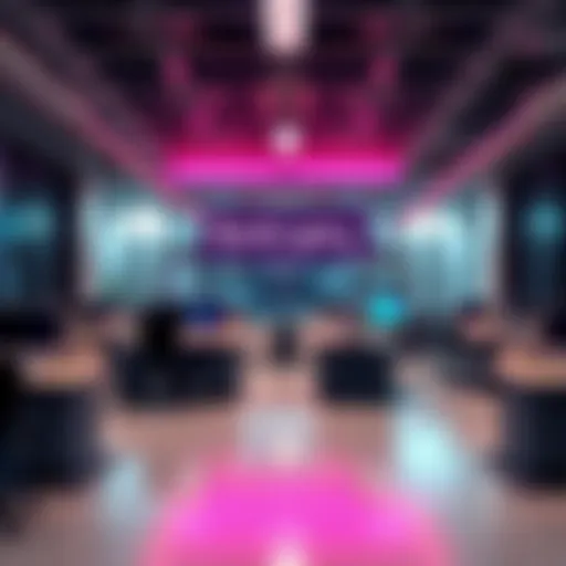 Bitcoin Depot corporate office with a 'Bankruptcy Filed' sign and empty desks after layoffs.
