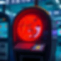 Bitcoin Depot's logo with a broken ATM machine symbolizing bankruptcy and layoffs