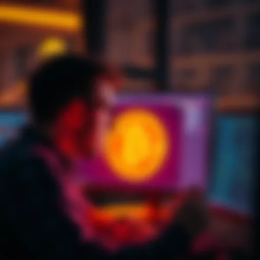 A Bitcoin developer looks at a computer screen with closed forums, igniting a debate within the community about censorship and Bitcoin's future.