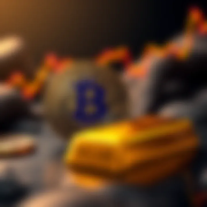 A visual of a Bitcoin coin alongside a gold bar, representing Bitcoin's role as a modern store of value and investment option.