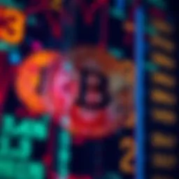 A graphic showing Bitcoin symbols as digital numbers on a screen, representing the debate on cryptocurrency's value