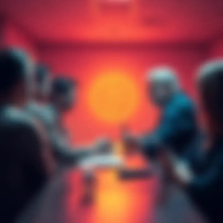 A group of people engaged in a lively discussion about Bitcoin, sharing ideas and insights.