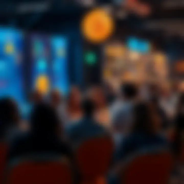 A diverse group of people engaging in a conversation about Bitcoin, sharing ideas and insights in a lively discussion setting.