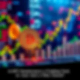A graph showing Bitcoin dominance with fluctuating percentages and altcoins in the background, representing trading strategies