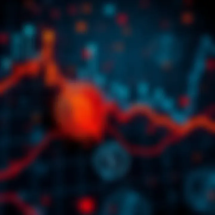 Bitcoin Downward Trend Graph showing declining trend in Bitcoin value with political symbols and dollar signs