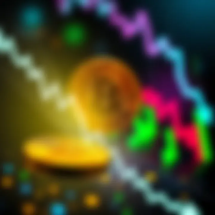 A graphic showing Bitcoin's value decreasing sharply with a downward trend line and a broken coin symbolizing loss.