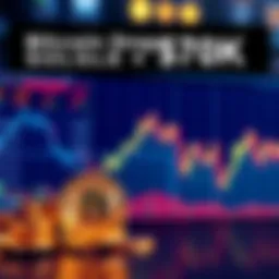 Bitcoin value chart showing a decline to $65K while stock market graph rises prominently indicating gains from AI investments