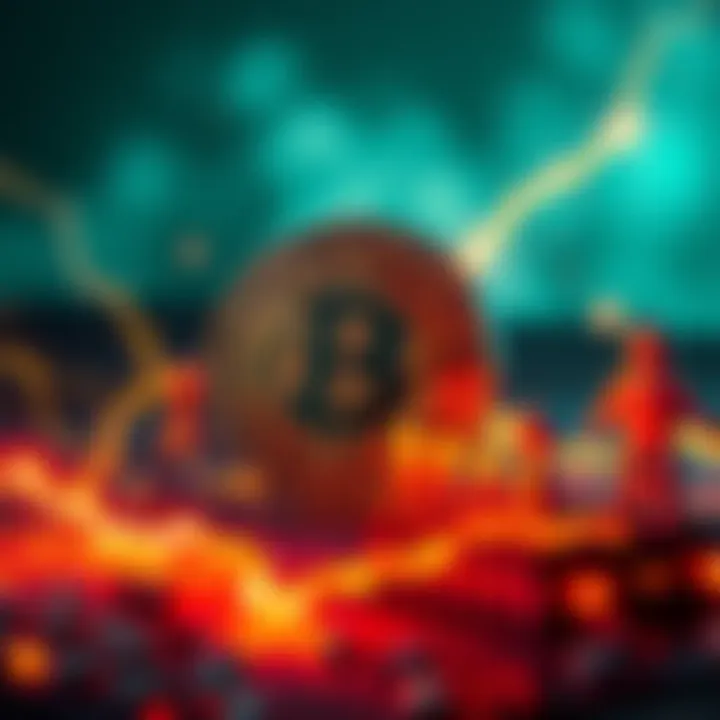 A visual representation of the Bitcoin symbol alongside energy icons like lightning bolts and power plants, symbolizing the debate on energy consumption in cryptocurrency.