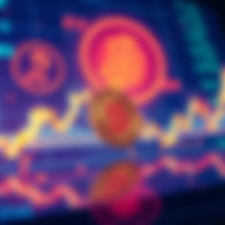 A graph showing Bitcoin's price fluctuations with ETF symbols in the background, illustrating the market's dependency on ETFs.