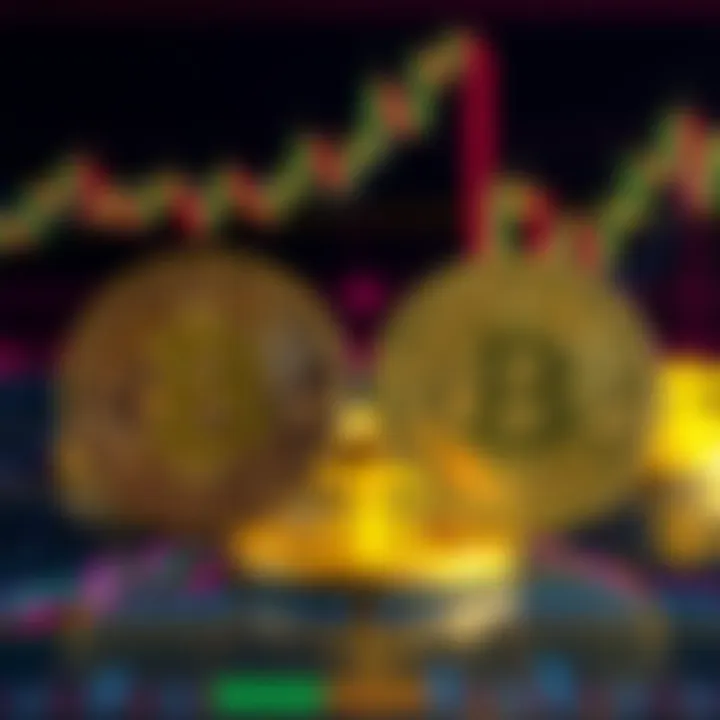 A financial graphic showing Bitcoin symbols alongside ETF symbols, illustrating the choice between investing directly in Bitcoin or through an ETF.