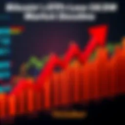 A graph showing the downward trend of Bitcoin ETF values with a red arrow indicating loss, representing the market challenges in October.