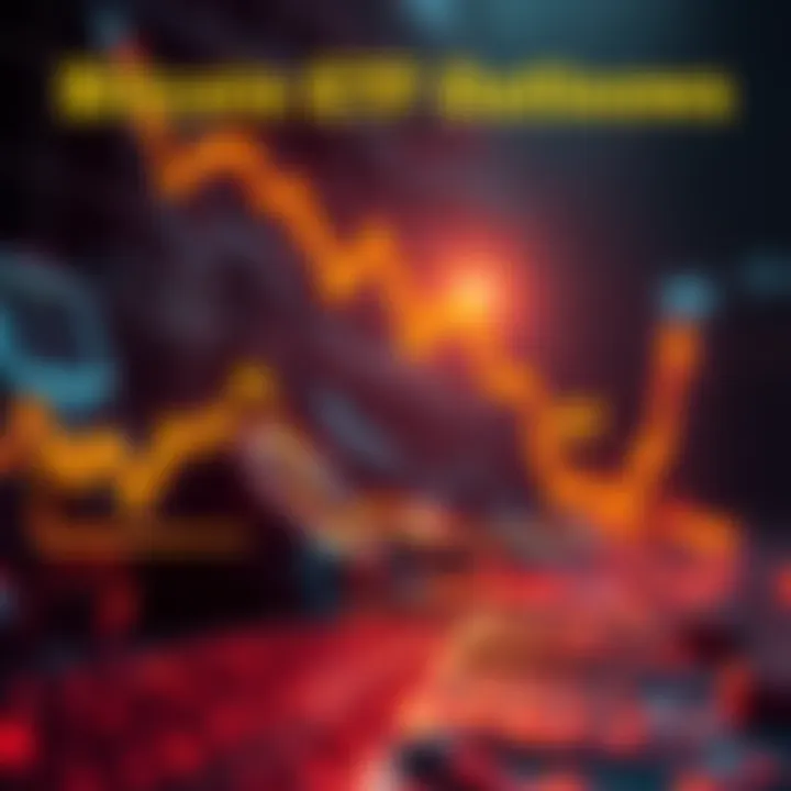 Graph showing sharp decline in Bitcoin ETF investments with significant outflows, reflecting investor concern