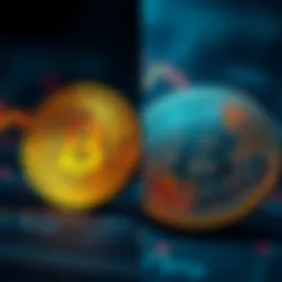 A split image showing a physical Bitcoin coin on one side and a graphic representation of a Bitcoin ETF on the other side, highlighting their differences.