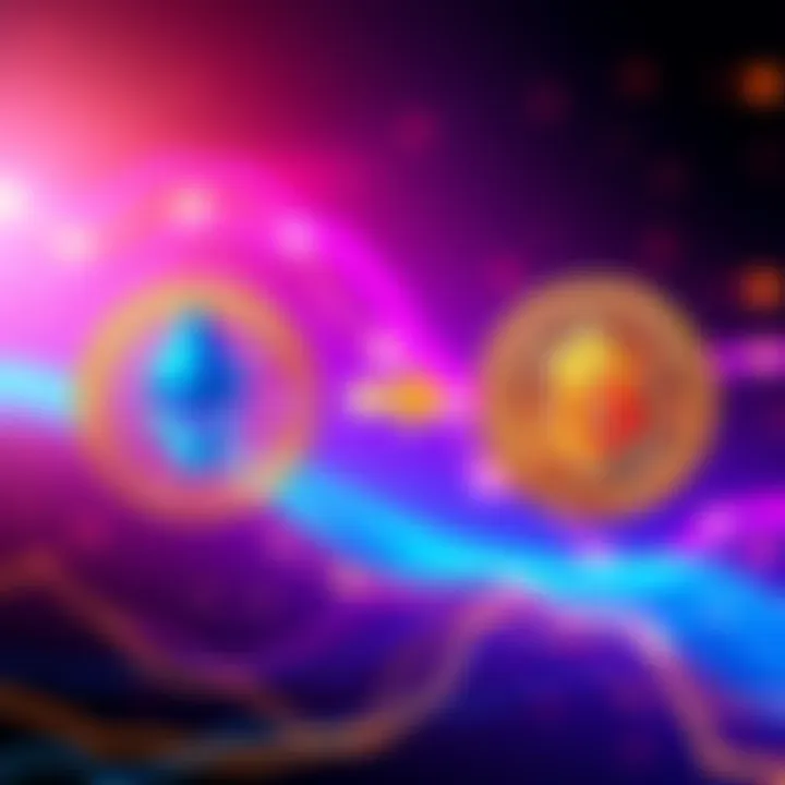 Illustration of Bitcoin and Ethereum logos with arrows indicating exchange on a secure platform