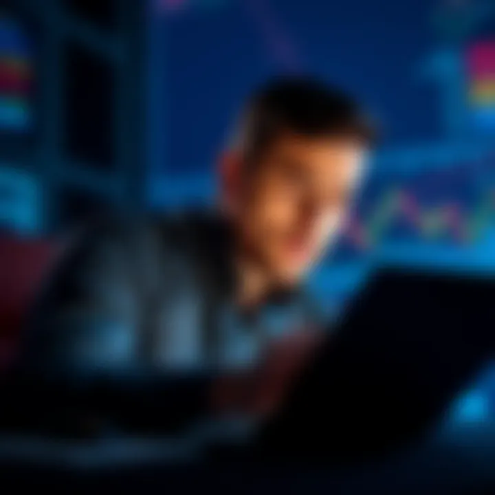 A person examining Bitcoin and Ethereum charts on a laptop with a worried expression, indicating a critical investment situation.