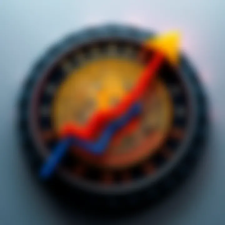 Graphic showing a Bitcoin symbol with an arrow indicating upward trends alongside Federal Reserve logo