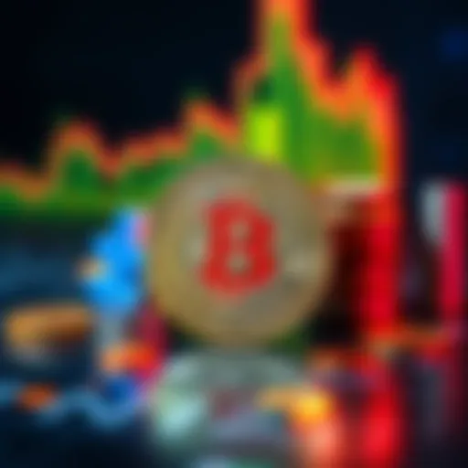 A Bitcoin coin placed next to various financial symbols, representing its growing role in mainstream finance and adoption.
