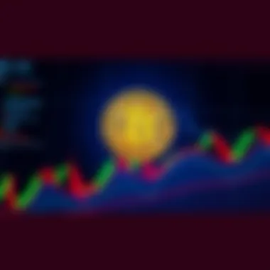 A Bitcoin symbol displayed on a financial chart showing a downward trend, symbolizing the recent drop in value but still maintaining its position in the top assets.