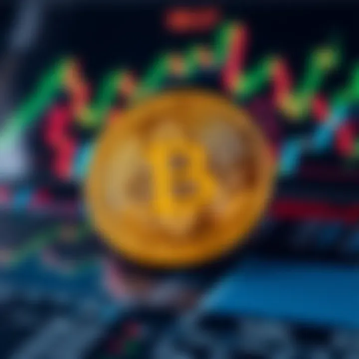 A Bitcoin coin surrounded by various financial charts and graphs, symbolizing the shift in Bitcoin as an investment asset by BlackRock.