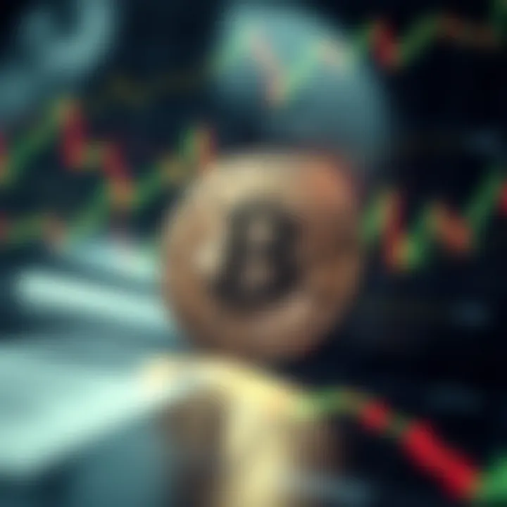 Bitcoin Symbol with Financial Charts A shiny Bitcoin symbol surrounded by financial charts and graphs, illustrating its impact on the financial market.