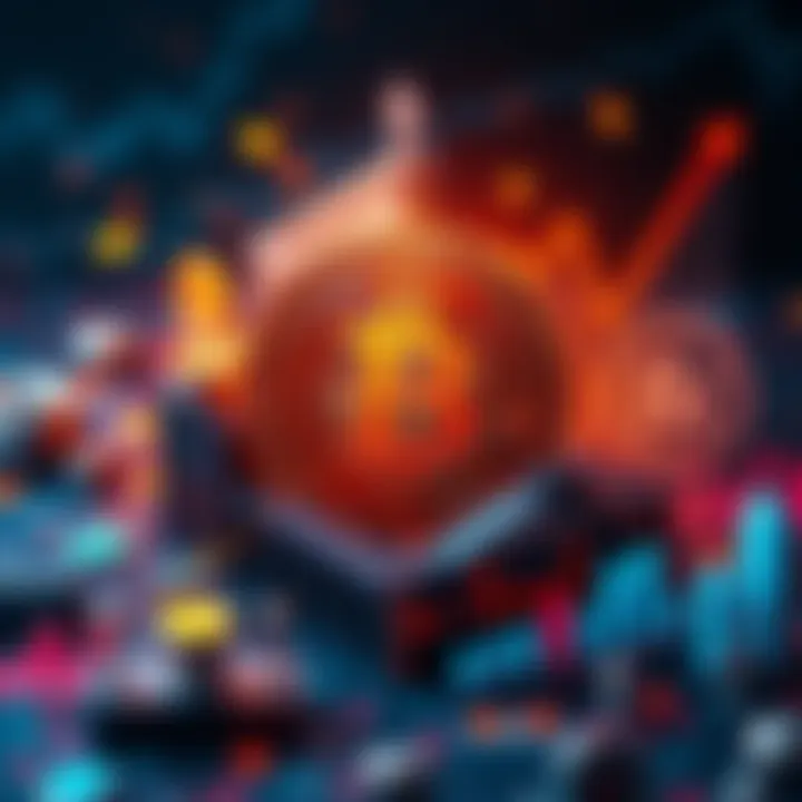 Bitcoin's Role in Financial Transformation An artistic representation of Bitcoin integrating with traditional finance symbols, like banks and charts, showcasing modern investment strategies.