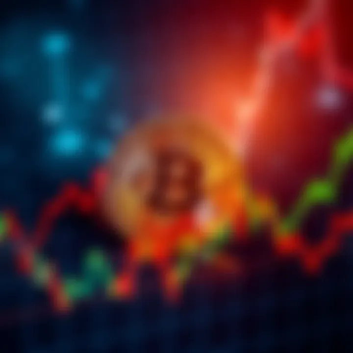 A chart showing Bitcoin's price volatility with upward and downward spikes, suggesting market uncertainty.