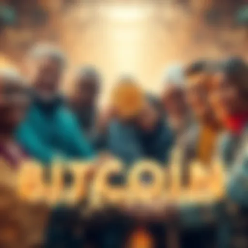 A diverse group of people of different ages and backgrounds exploring Bitcoin as a currency, showing accessibility and inclusivity.