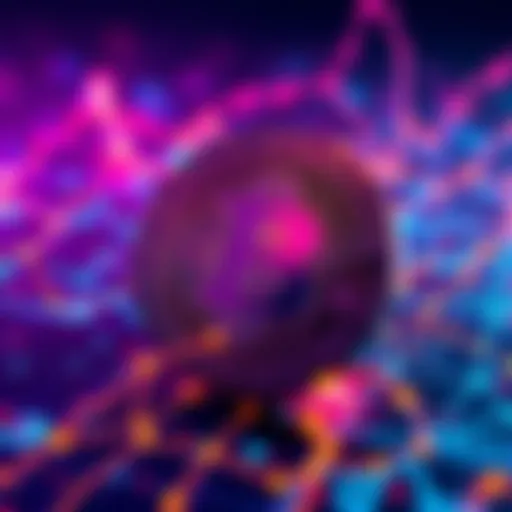 Visualization of Bitcoin fork BIP-110 mining two blocks with digital graphics showing blockchain technology.