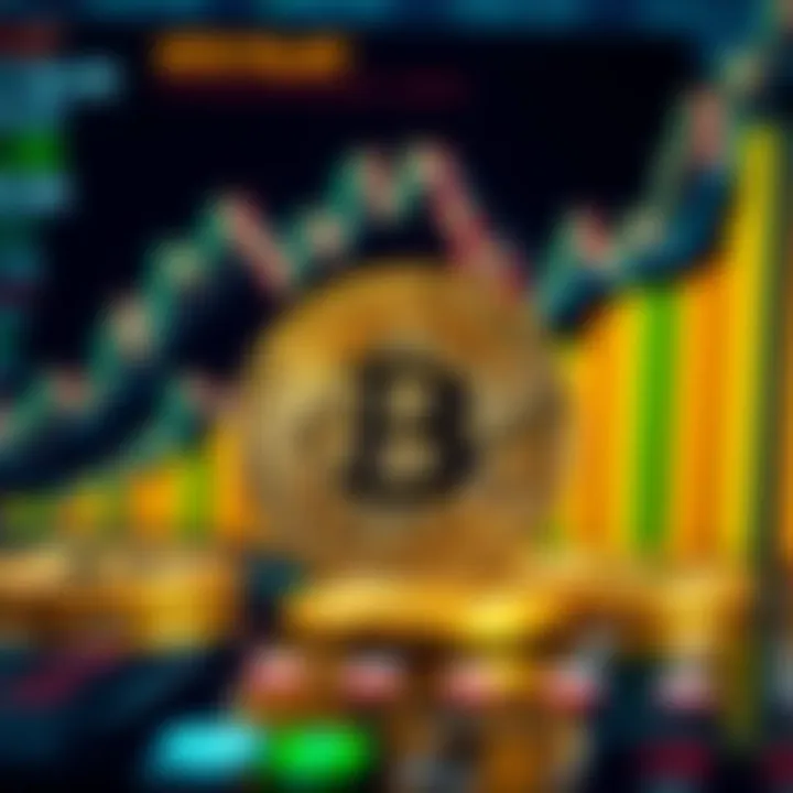 A shiny gold Bitcoin coin placed on a digital screen showing cryptocurrency trends, representing the future of Bitcoin mining.