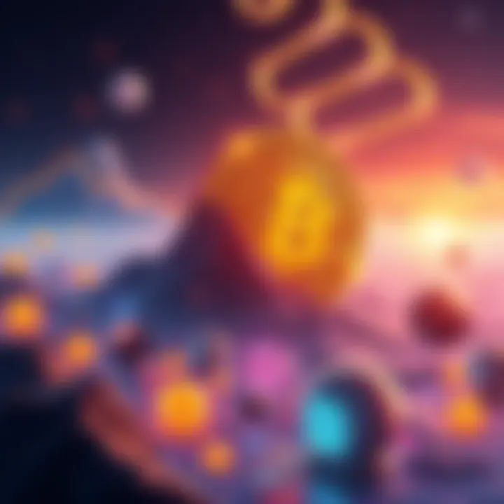 A conceptual illustration symbolizing Bitcoin's potential to reach a $200 trillion market cap, featuring a digital landscape and futuristic elements.