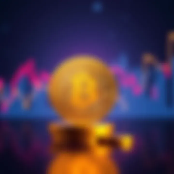 Bitcoin Coin and Future Graph A Bitcoin coin with a rising market graph in the background, symbolizing future price predictions.