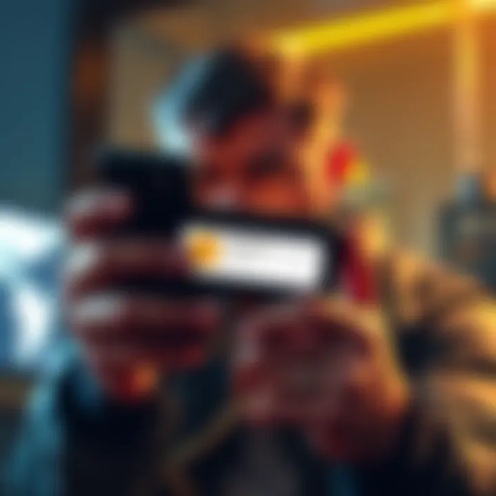 Frustrated person on phone trying to redeem Bitcoin gift card with error message on screen