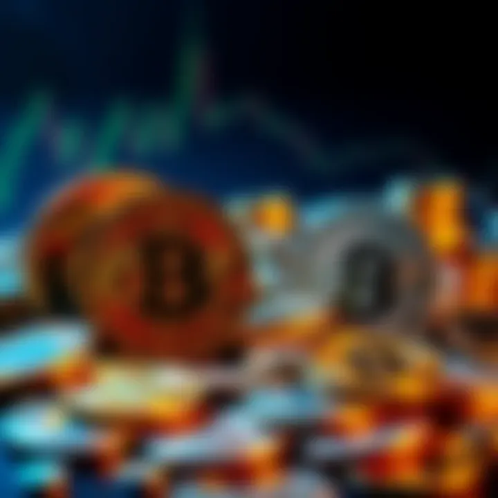 Various Bitcoin coins and symbols representing its potential as a global currency