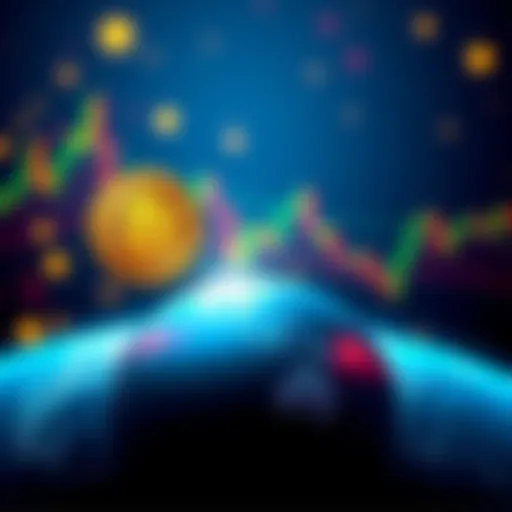 Bitcoin and Global Finance An illustration showing Bitcoin symbols against a backdrop of a fluctuating financial graph and a globe, representing the impact of cryptocurrencies on the world economy.