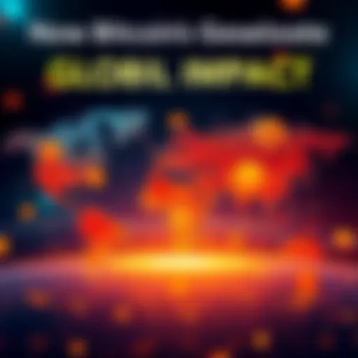 A world map highlighting Bitcoin's popularity in various countries, showing its significance in the global market, with Bitcoin symbols spread across the map.