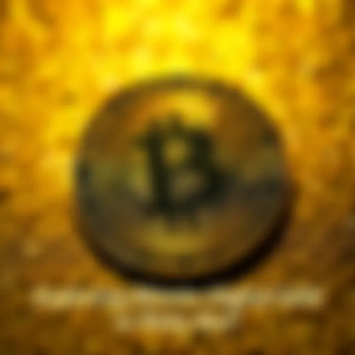A Bitcoin symbol in the foreground with a shimmering gold texture behind it, representing the comparison of Bitcoin as digital gold.
