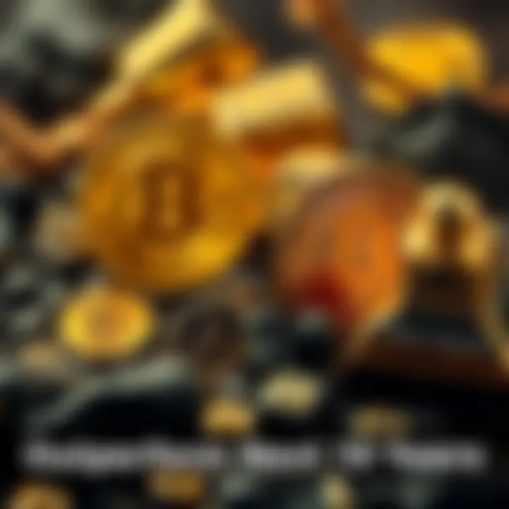 A visual comparison showing Bitcoin rising in value while gold remains stable, symbolizing a forecast of Bitcoin outperforming gold over the next decade.