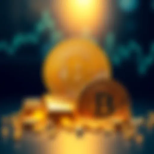 A visual representation showing Bitcoin and gold side by side, highlighting Bitcoin's potential to rise in value against gold.