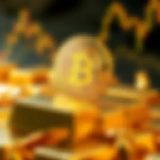 A visual comparison of Bitcoin and Gold, with Bitcoin symbol rising above Gold bars, representing market predictions for 2026.