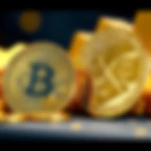 A visual representation of Bitcoin and gold coins side by side, symbolizing the comparison between digital currency and traditional precious metal as stores of value.