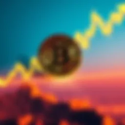 Bitcoin on a graph with obstacles A graph showing Bitcoin's price movement with barriers labeled as regulations, recession, and technology changes in the background.