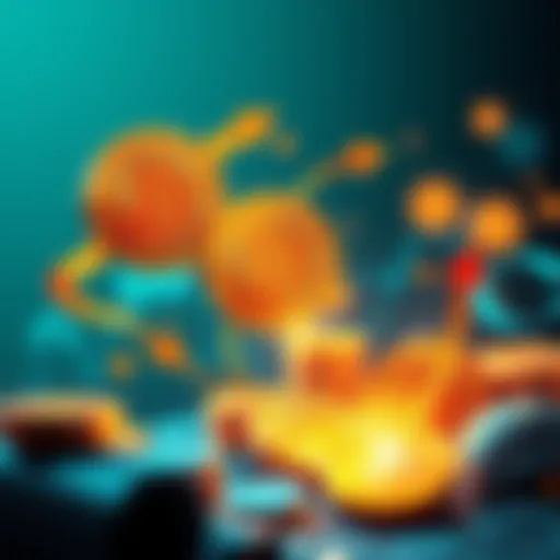 An illustration showing Bitcoin coins with arrows indicating financial flow and transformation, symbolizing its impact on finance.