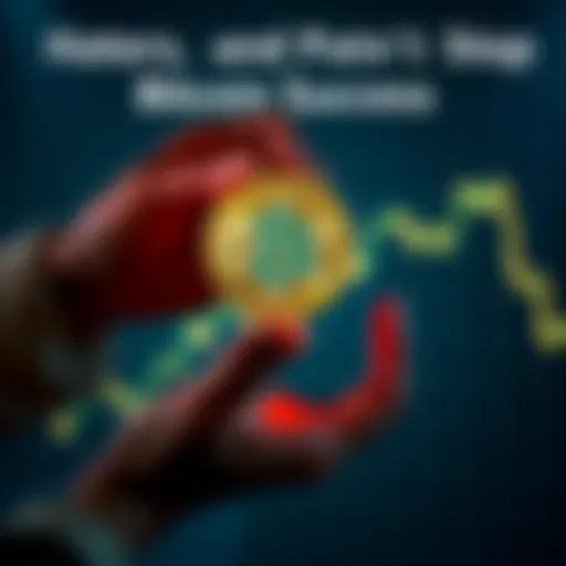 A person holding a Bitcoin coin with a background of rising graph lines, symbolizing investment success.