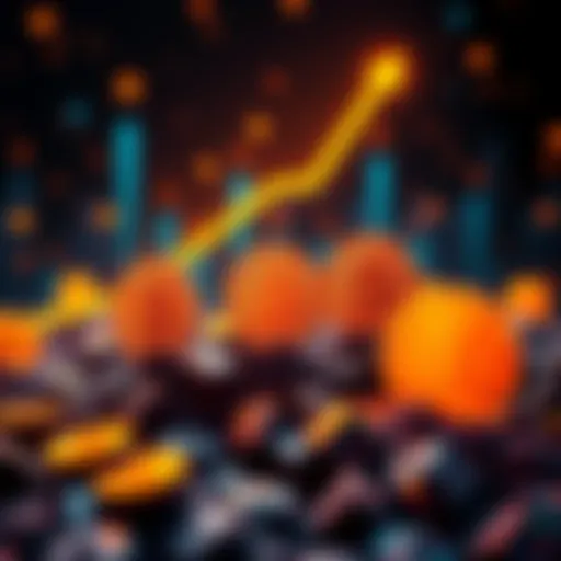 A visual representation of Bitcoin symbols growing upward, symbolizing its independent growth and strength in the financial market.
