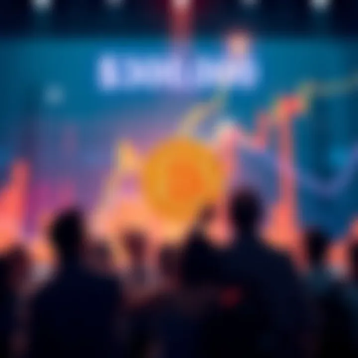 Bitcoin Growth Anticipation A group of investors excitedly watching a Bitcoin price chart climbing upwards, symbolizing hope for $300,000.