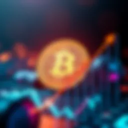 Bitcoin Symbol with Growth Chart A prominent Bitcoin symbol with an upward trending growth chart, representing investment potential in the digital currency market.
