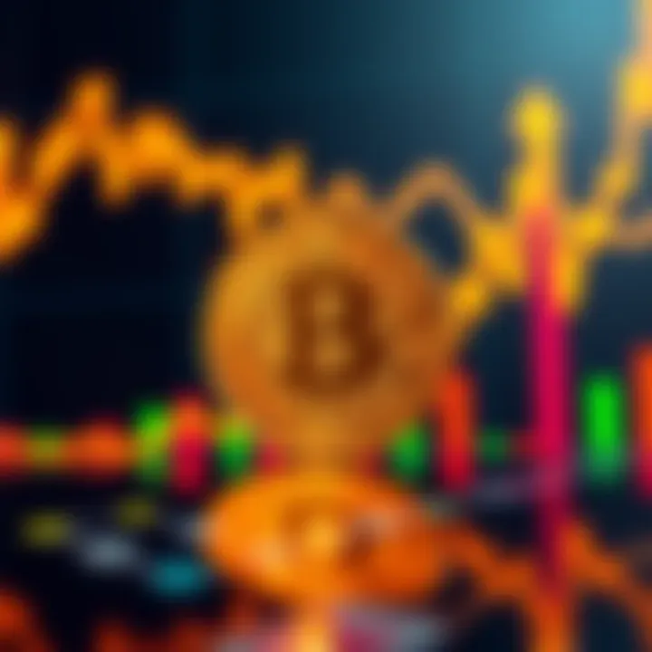 A glowing Bitcoin symbol in front of an upward trending financial chart, representing the growth of cryptocurrency.
