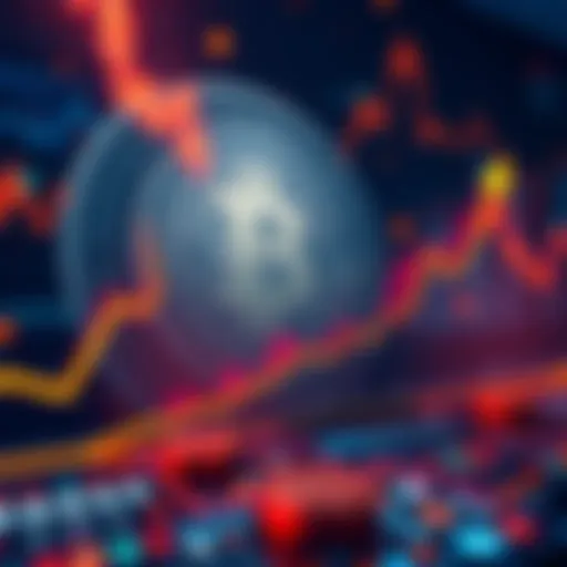 A graph showing upward trends in Bitcoin's value and growth over time, with a digital coin illustration in the background.