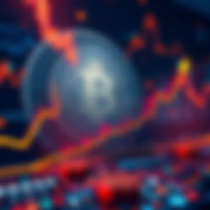 A graph showing upward trends in Bitcoin's value and growth over time, with a digital coin illustration in the background.